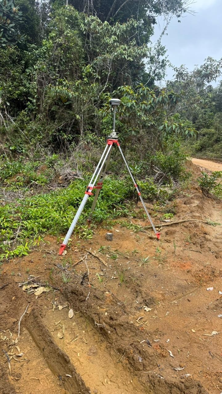 Etapa de levantamento técnico e delimitação territorial da área em Gandu, Bahia.